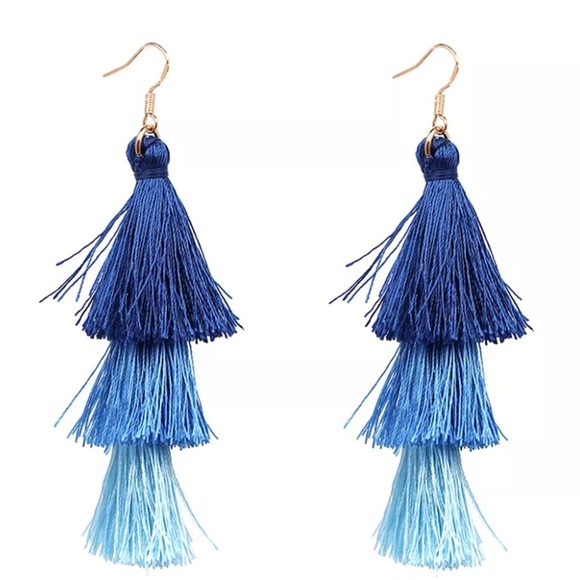 Jewelry - 5 for $25 Blue fringe tassel drop earrings
